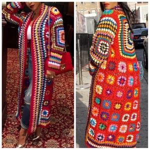 Multicolor Wool Sweater Coat